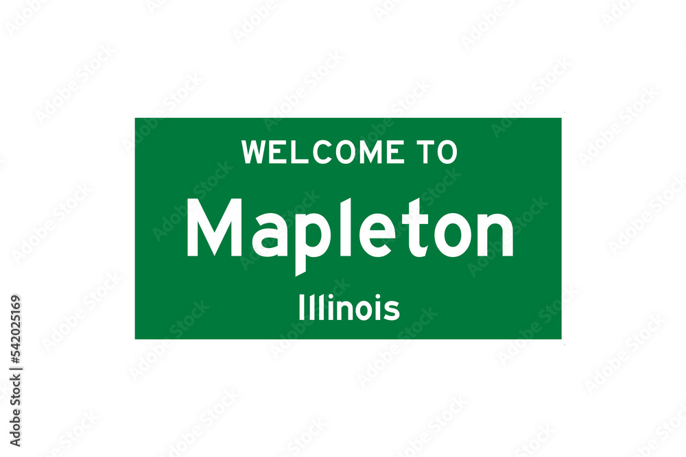 Mapleton, Illinois, USA. City limit sign on transparent background. Mapleton, Illinois, USA. City limit sign on transparent background.
