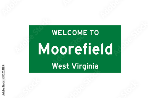 Moorefield, West Virginia, USA. City limit sign on transparent background.  photo