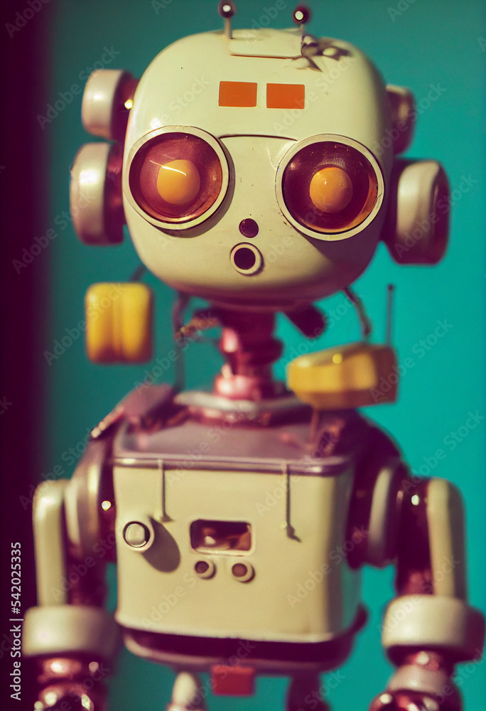 Fototapeta premium Cute little retro robot illustration