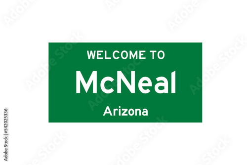 McNeal, Arizona, USA. City limit sign on transparent background.  photo