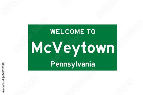 McVeytown, Pennsylvania, USA. City limit sign on transparent background.  photo