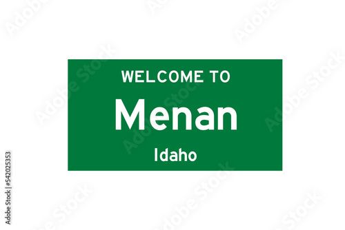 Menan, Idaho, USA. City limit sign on transparent background.  photo