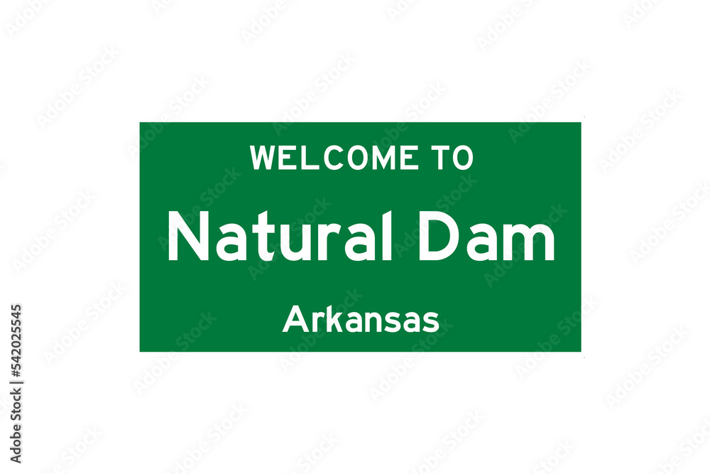 Natural Dam, Arkansas, USA. City limit sign on transparent background. Natural Dam, Arkansas, USA. City limit sign on transparent background.