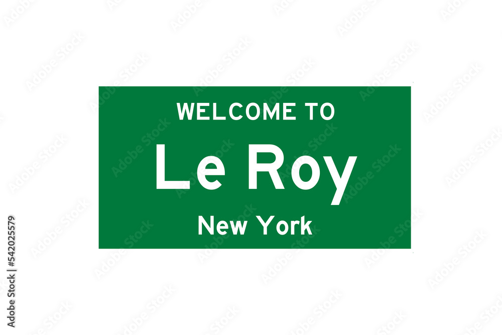 Le Roy, New York, USA. City limit sign on transparent background. Le Roy, New York, USA. City limit sign on transparent background.