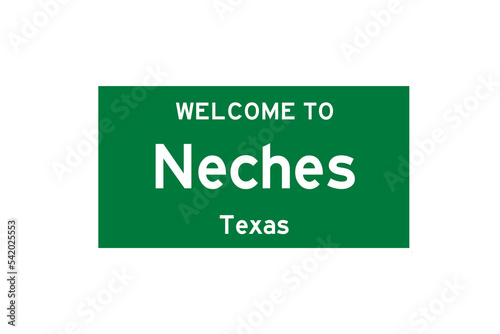 Neches, Texas, USA. City limit sign on transparent background.  photo