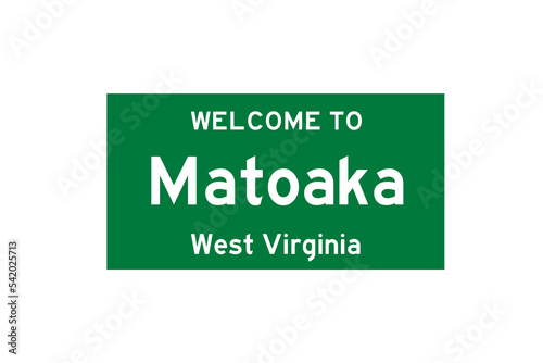 Matoaka, West Virginia, USA. City limit sign on transparent background.  photo