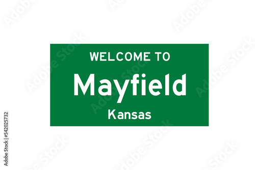 Mayfield, Kansas, USA. City limit sign on transparent background.  © Rezona