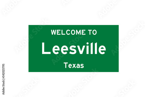 Leesville, Texas, USA. City limit sign on transparent background.  photo