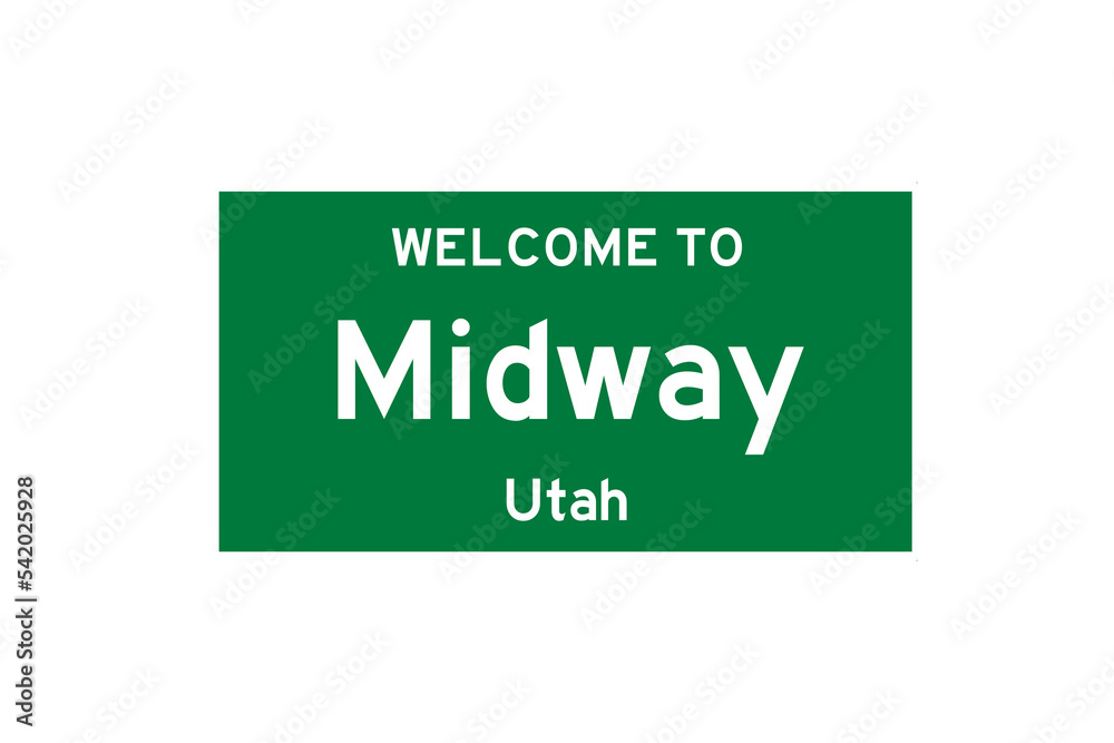Midway, Utah, USA. City limit sign on transparent background. 