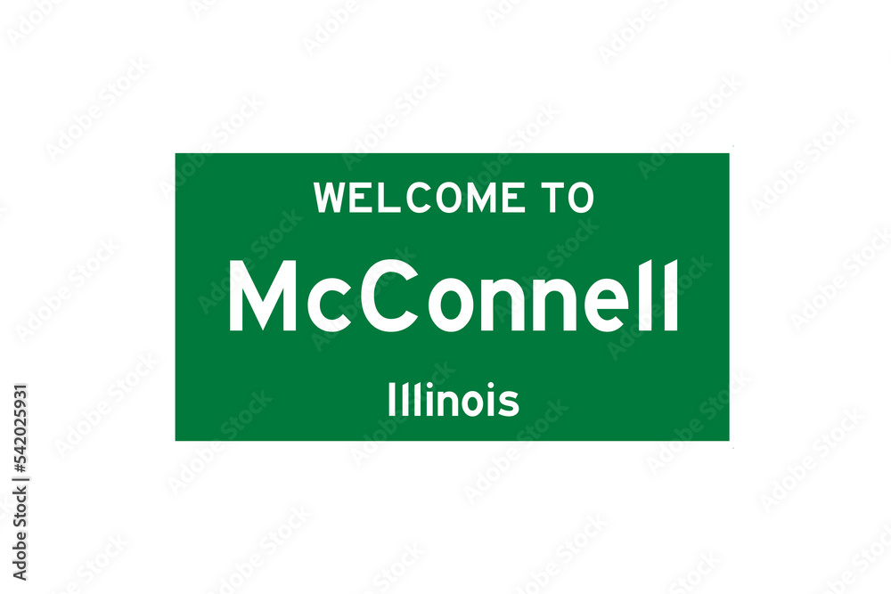 McConnell, Illinois, USA. City limit sign on transparent background. McConnell, Illinois, USA. City limit sign on transparent background.