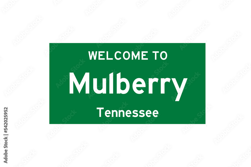Mulberry, Tennessee, USA. City limit sign on transparent background. Mulberry, Tennessee, USA. City limit sign on transparent background.
