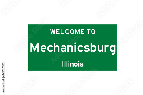 Mechanicsburg, Illinois, USA. City limit sign on transparent background.  photo