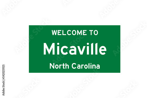 Micaville, North Carolina, USA. City limit sign on transparent background.  photo
