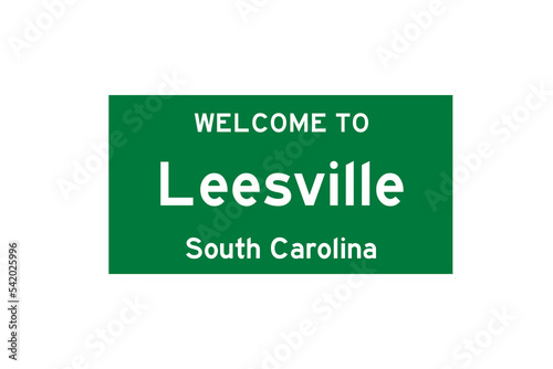Leesville, South Carolina, USA. City limit sign on transparent background.  photo