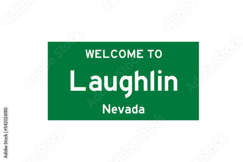 Laughlin, Nevada, USA. City limit sign on transparent background.  photo