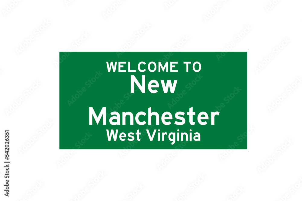 New Manchester, West Virginia, USA. City limit sign on transparent background. 