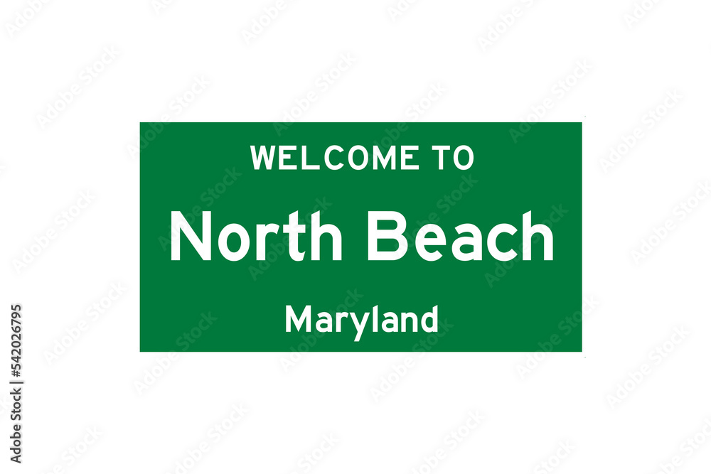 North Beach, Maryland, USA. City limit sign on transparent background. North Beach, Maryland, USA. City limit sign on transparent background.