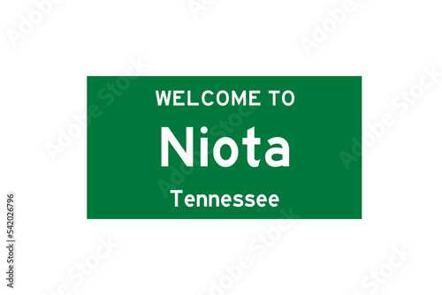 Niota, Tennessee, USA. City limit sign on transparent background.  photo