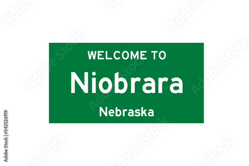 Niobrara, Nebraska, USA. City limit sign on transparent background.  photo