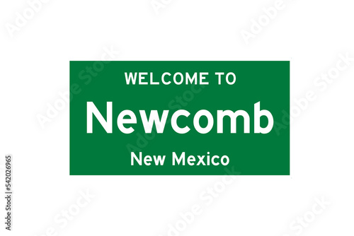 Newcomb, New Mexico, USA. City limit sign on transparent background.  photo