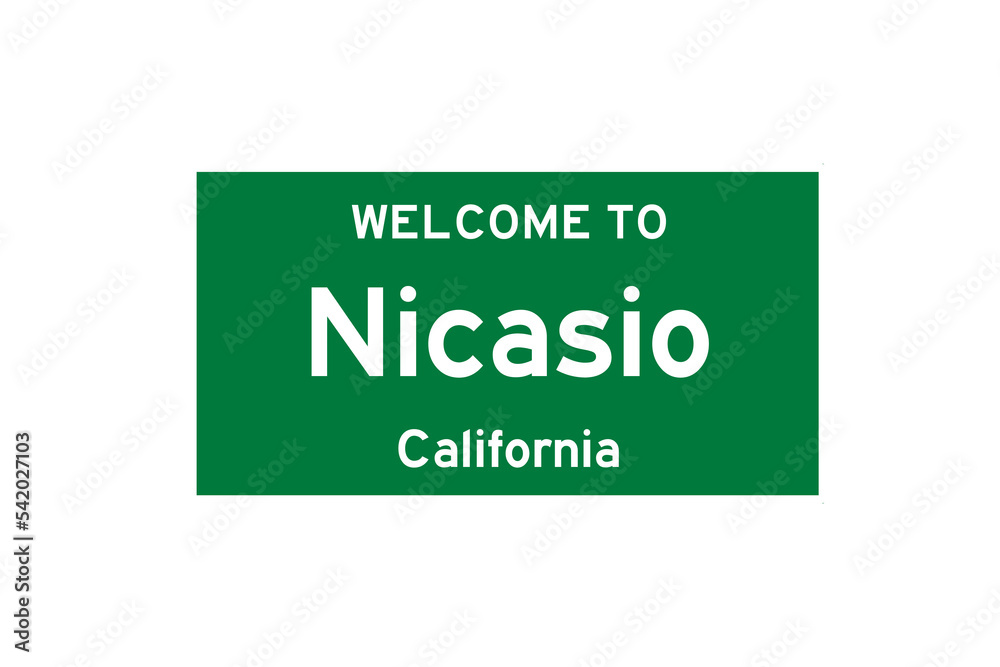 Nicasio, California, USA. City limit sign on transparent background. Nicasio, California, USA. City limit sign on transparent background.