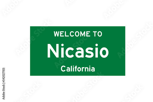 Nicasio, California, USA. City limit sign on transparent background.  photo