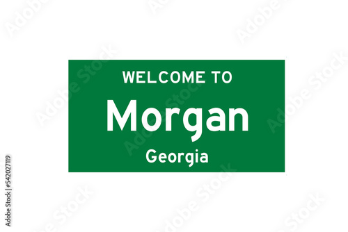 Morgan, Georgia, USA. City limit sign on transparent background. 