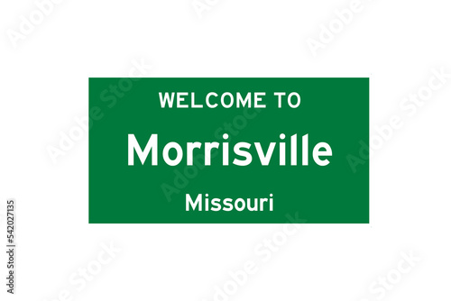 Morrisville, Missouri, USA. City limit sign on transparent background.  photo