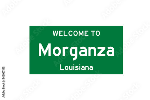 Morganza, Louisiana, USA. City limit sign on transparent background. 