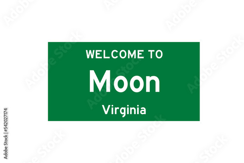 Moon, Virginia, USA. City limit sign on transparent background.  photo