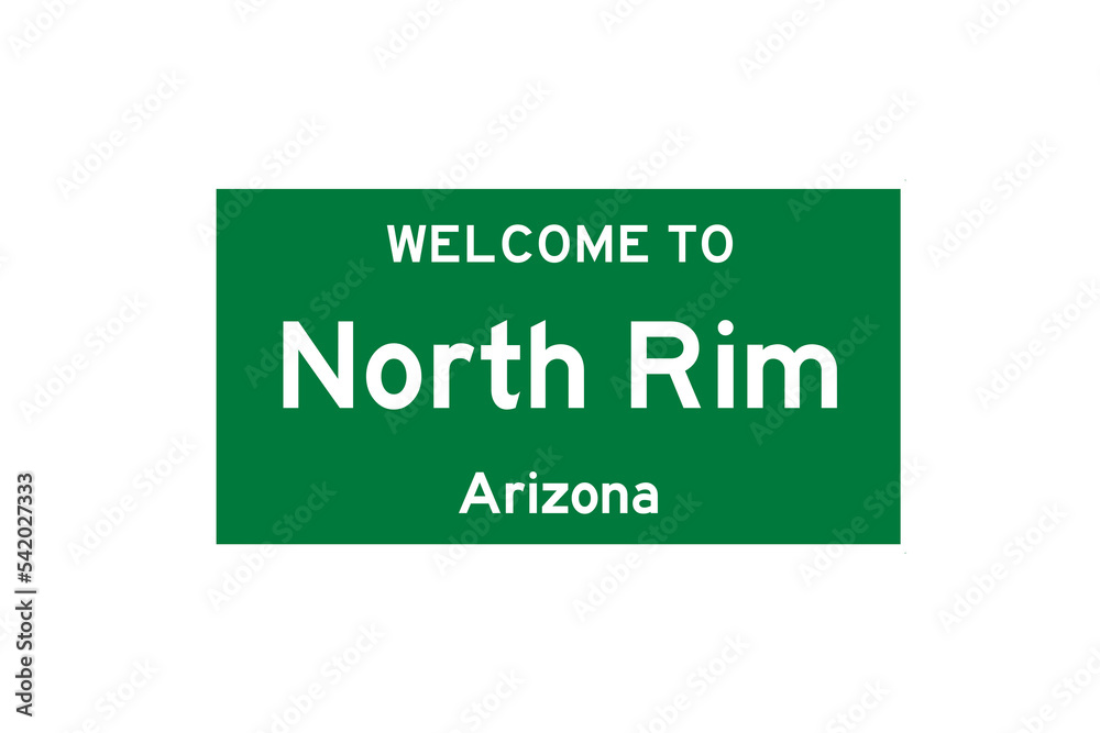 North Rim, Arizona, USA. City limit sign on transparent background. North Rim, Arizona, USA. City limit sign on transparent background.