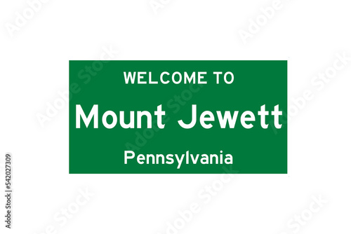 Mount Jewett, Pennsylvania, USA. City limit sign on transparent background.  photo