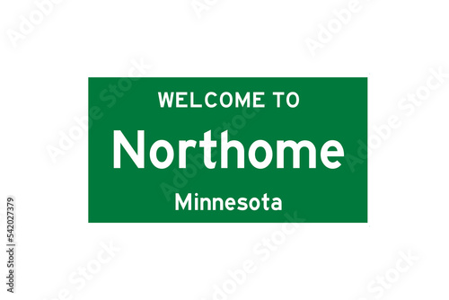 Northome, Minnesota, USA. City limit sign on transparent background.  photo