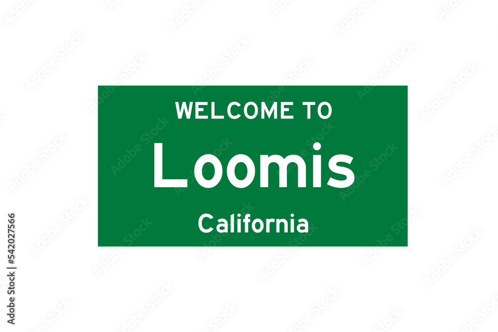 Loomis, California, USA. City limit sign on transparent background. Loomis, California, USA. City limit sign on transparent background.