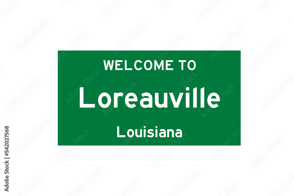 Loreauville, Louisiana, USA. City limit sign on transparent background