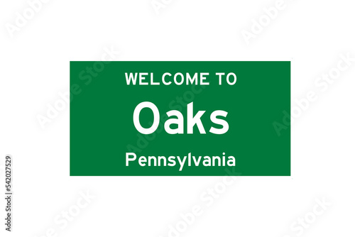 Oaks, Pennsylvania, USA. City limit sign on transparent background.  photo