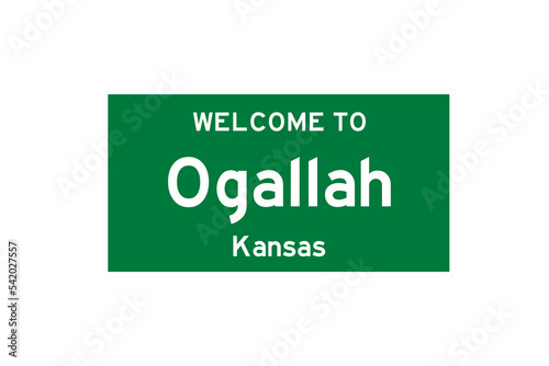 Ogallah, Kansas, USA. City limit sign on transparent background.  photo