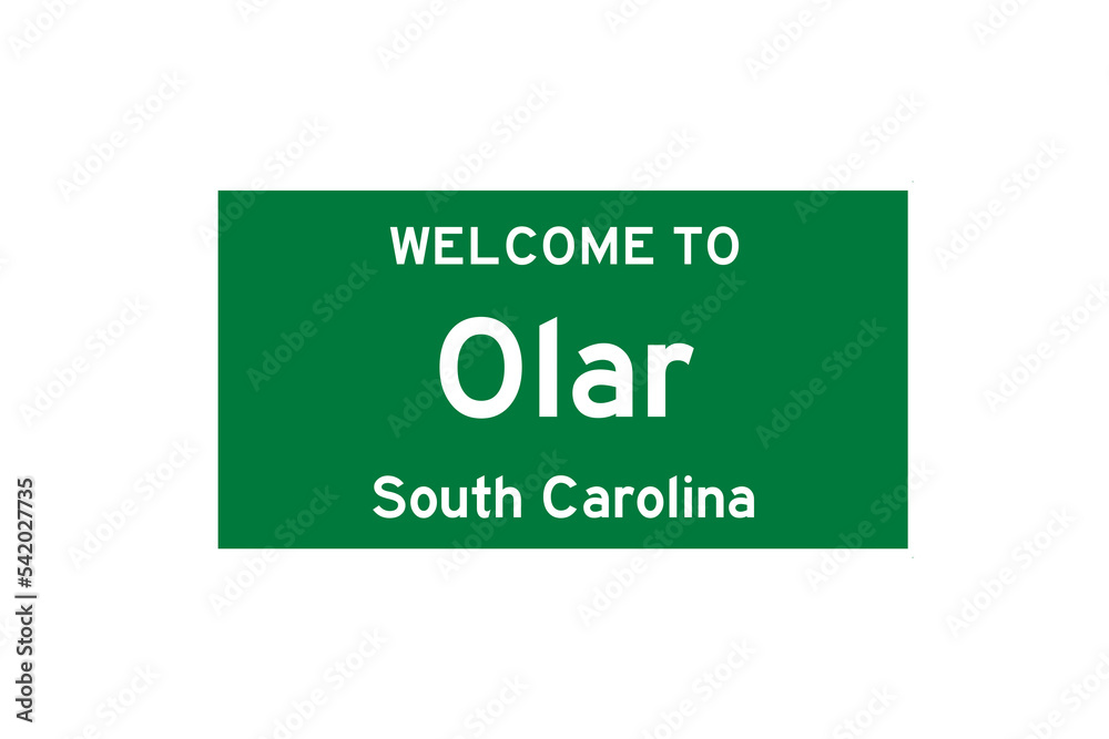 Olar, South Carolina, USA. City limit sign on transparent background. Olar, South Carolina, USA. City limit sign on transparent background.