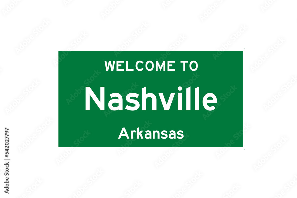 Nashville, Arkansas, USA. City limit sign on transparent background. Nashville, Arkansas, USA. City limit sign on transparent background.