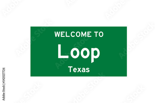 Loop, Texas, USA. City limit sign on transparent background. 