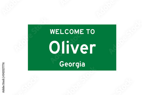Oliver, Georgia, USA. City limit sign on transparent background.  photo