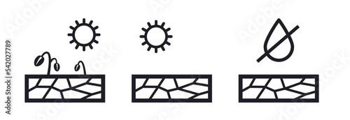 Drought symbol cracked surface and dryness icon