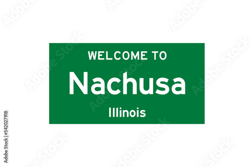 Nachusa, Illinois, USA. City limit sign on transparent background.  photo