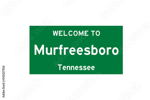 Murfreesboro, Tennessee, USA. City limit sign on transparent background. 