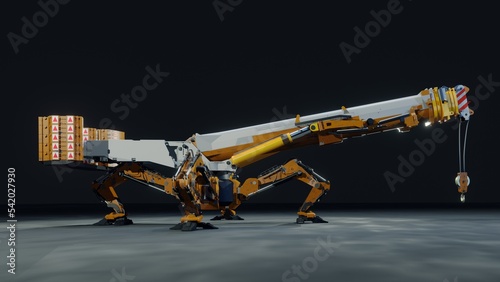Crane robot Max. load capacity 1,200t ,3D rendering.3D illustration photo