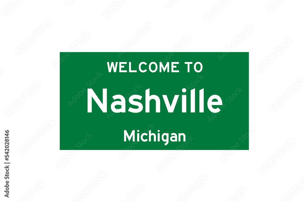 Nashville, Michigan, USA. City limit sign on transparent background. Nashville, Michigan, USA. City limit sign on transparent background.