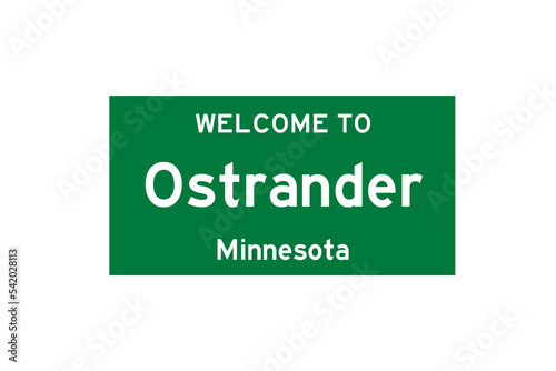 Ostrander, Minnesota, USA. City limit sign on transparent background.  photo