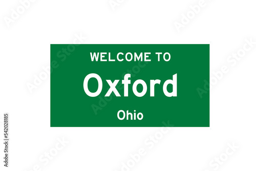 Oxford, Ohio, USA. City limit sign on transparent background.  photo