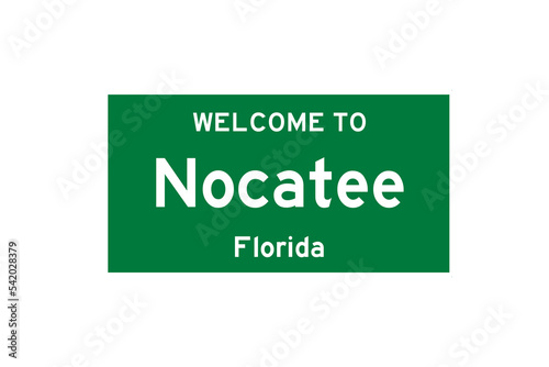 Nocatee, Florida, USA. City limit sign on transparent background.  photo