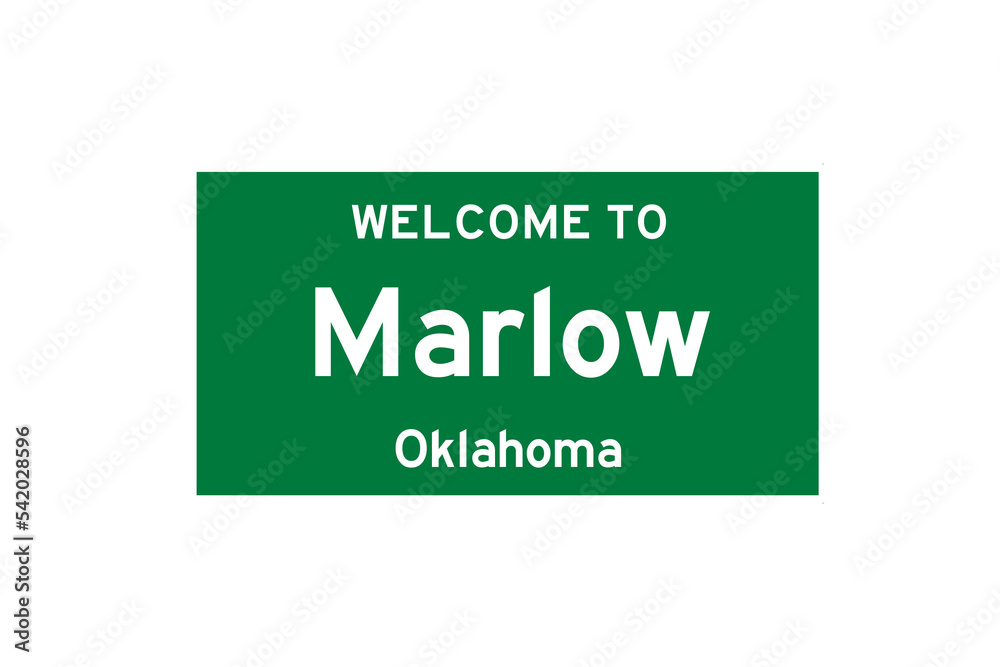 Marlow, Oklahoma, USA. City limit sign on transparent background. Marlow, Oklahoma, USA. City limit sign on transparent background.